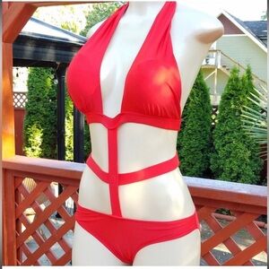 Coral Red One Piece Swimwear